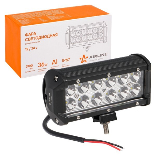 Фара светодиодная дополнительная 12 LED 36W (Балка) 12-24V 165*78*65 двухрядная, направленный свет (AIRLINE)