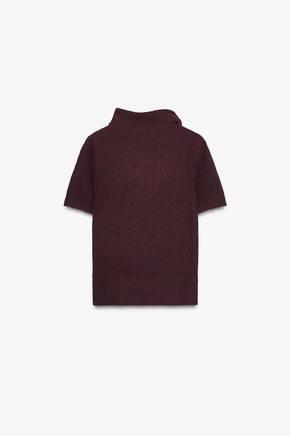 ZARA ТРИКОТАЖНЫЙ ТОП С ЗАВЯЗКАМИ, ГРАНАТОВЫЙ