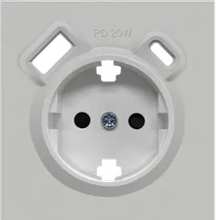 Donel R98 матовый серый накладка для розетки Schuko с зарядным устройством USB A+C, с защитными штор