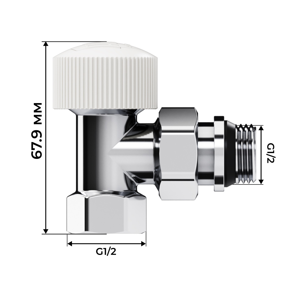 Набор термостатический угловой Royal Thermo Design 1/2quot;М30х1,5 (Хром)
