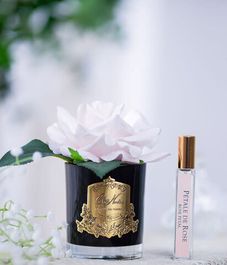 Розовая роза ароматизированная в черной вазе, Cote Noire
