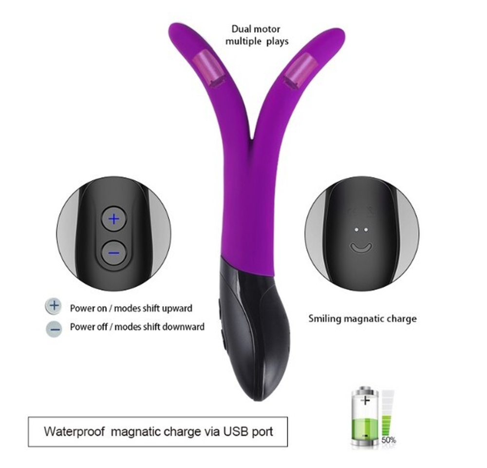 Перезаряжаемый многорежимный универсальный вибратор Alien (Цвет: фиолетовый)