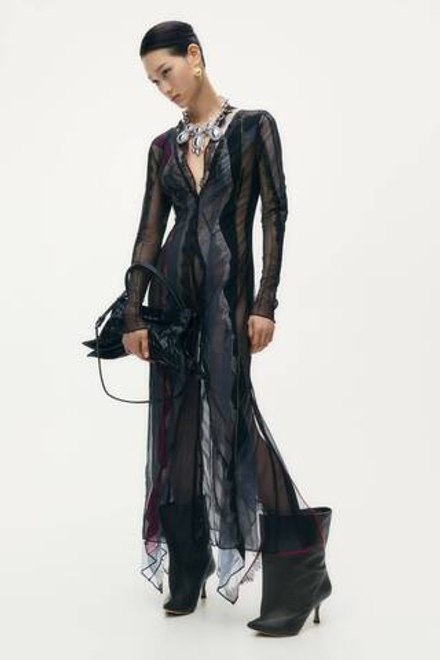 H&M - Glenn Martens Многослойное платье в сеточку, черный