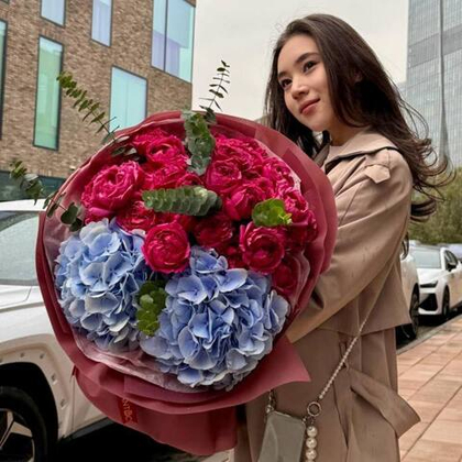 Peony and hydrangeas