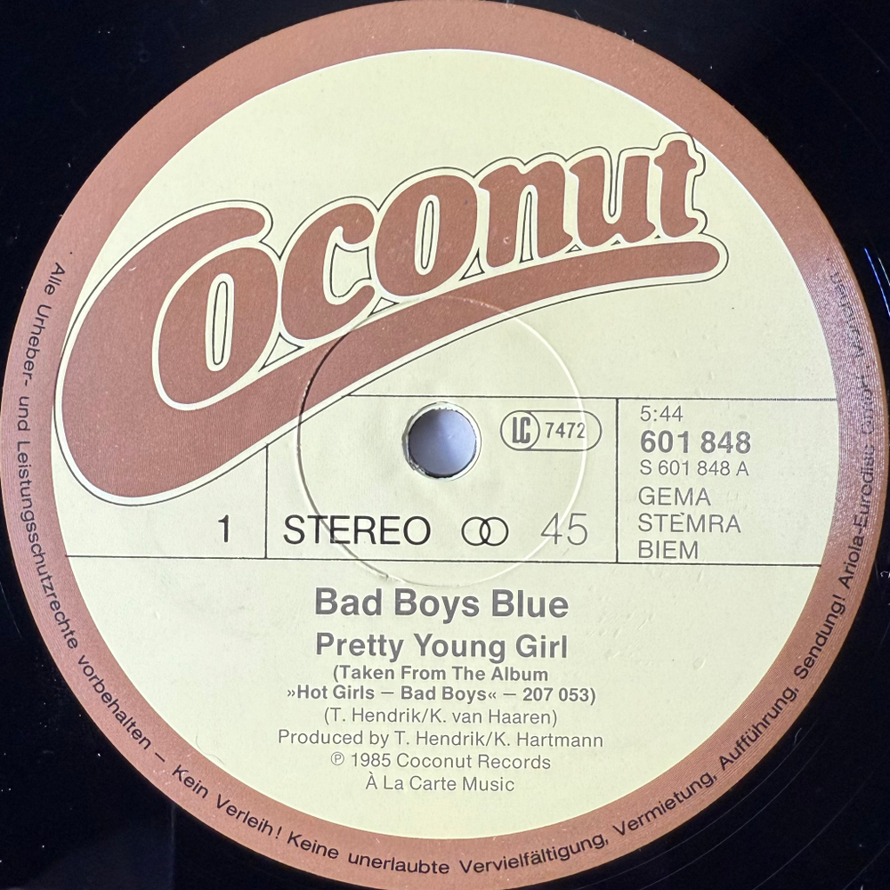 Bad Boys Blue ‎– Pretty Young Girl (Германия 1985г.) 12", 45 RPM