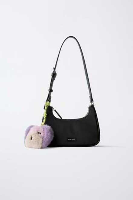 ZARA СУМКА С ПОДВЕСКОЙ, ЧЕРНЫЙ