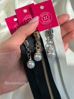 Молния черная серебро с жемчугом