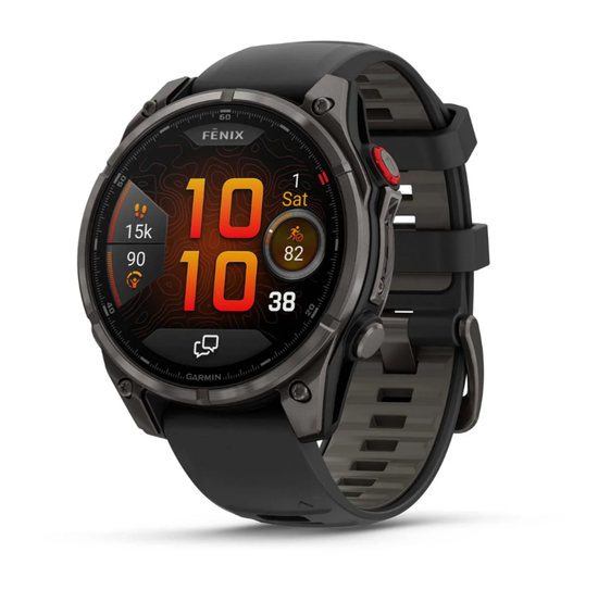 Умные часы Garmin Fenix 8 PRO,47 мм, AMOLED Сапфир, титановое покрытие DLC цвета «серый уголь» с черным/пепельно-серым силиконовым ремешком