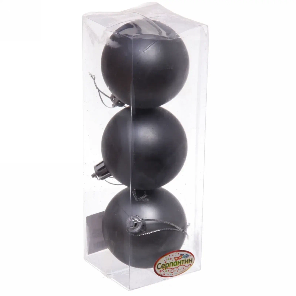 Новогодние шары 6 см (набор 3 шт) «Матовый», графит