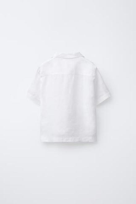 ZARA РУБАШКА ИЗ 100% ЛЬНА, ЭКРЮ