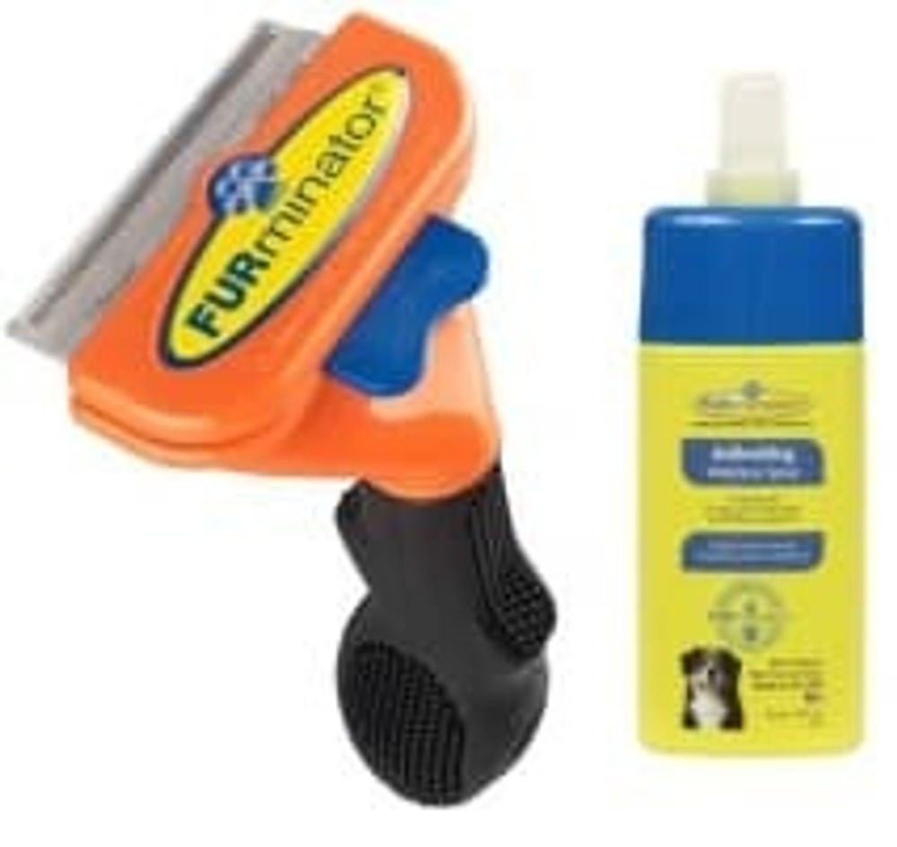 FURminator Short Hair Medium Dog 7 см + FURminator шампунь-спрей от колтунов без смывания 250 мл
