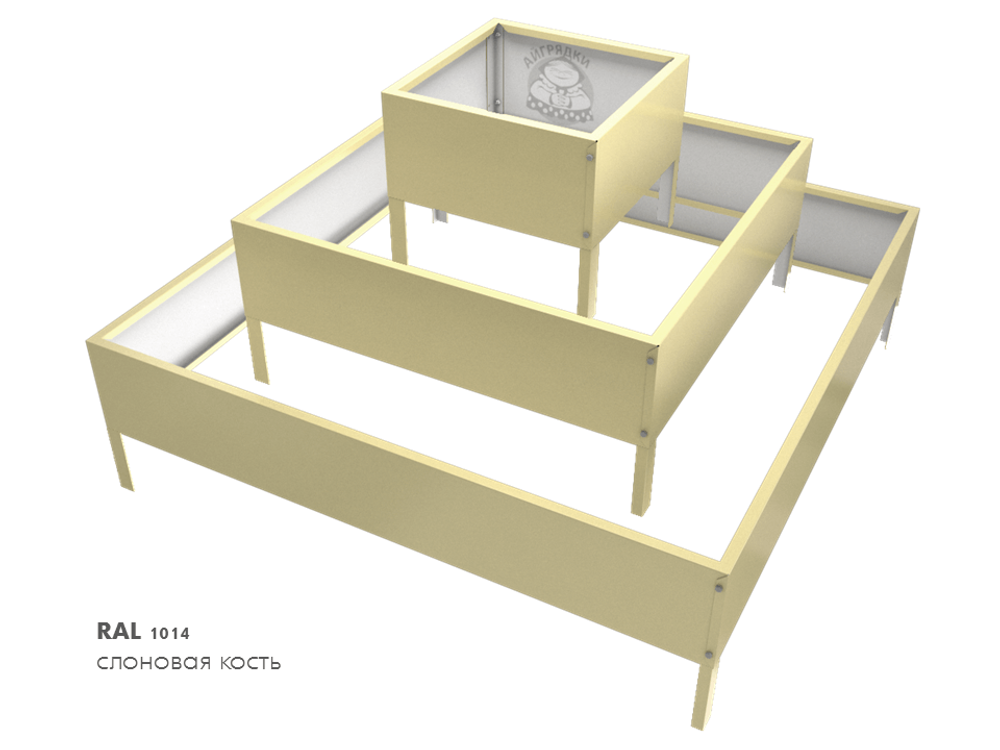 Клумба квадратная оцинкованная 3 яруса с выбором цвета полимерного покрытия