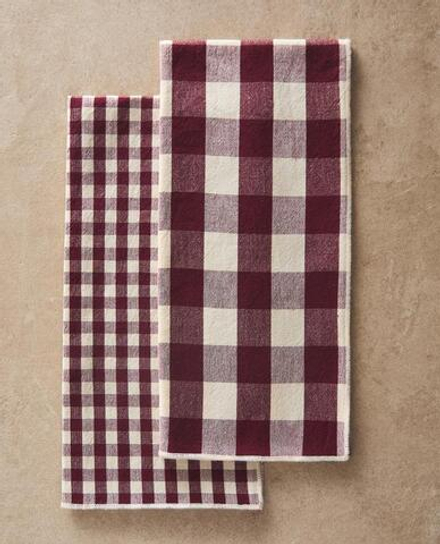 ZARA HOME КУХОННОЕ ПОЛОТЕНЦЕ В КЛЕТКУ (2 ШТ.), БОРДОВЫЙ