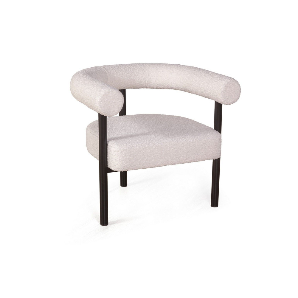 Кресло Biggi, букле Turin ivory / опоры черные