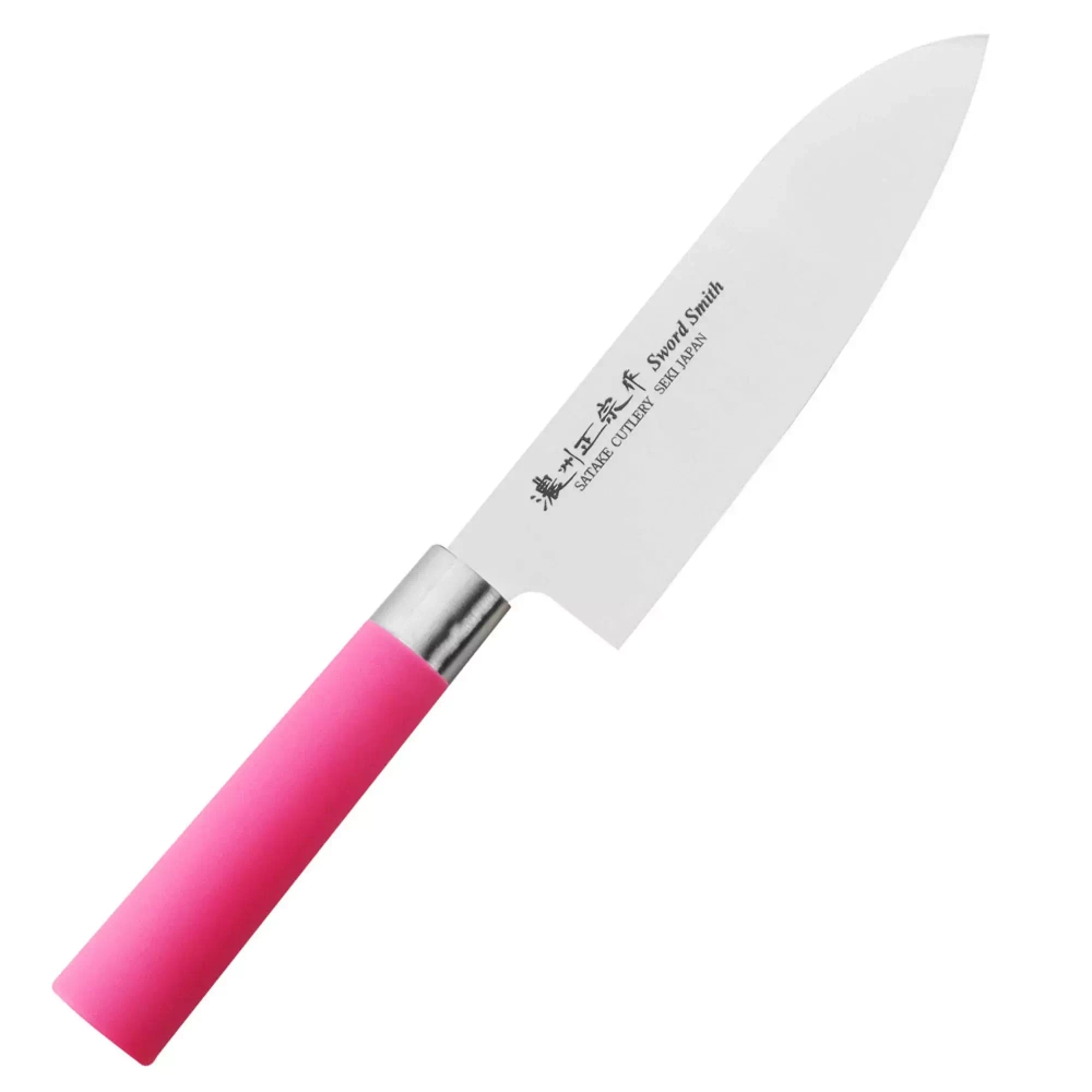 Satake - Нож Santoku Macaron Pink 17см / артикул   807-265  / GTIN 4956617807265