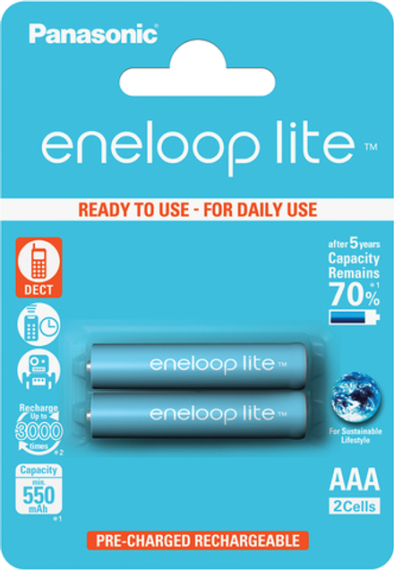 Аккумулятор Panasonic Eneloop Lite BK-4LCCE/2BE 550 mAh 2шт AAA