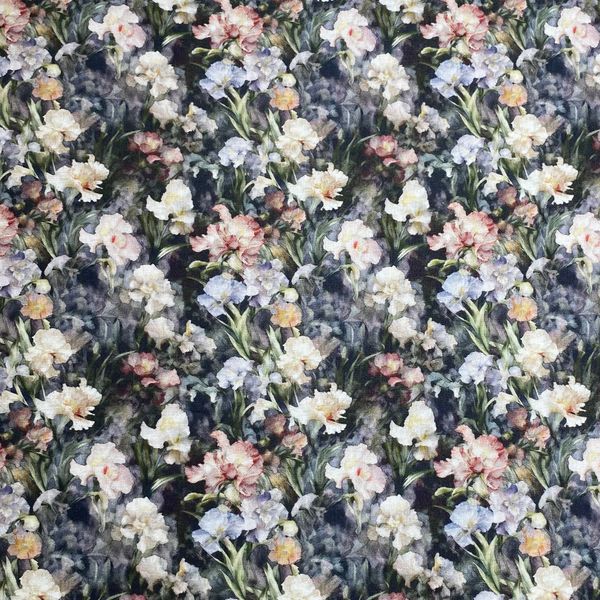 ИРИСЫ НА СЕРОМ, 100% хлопок, Handmade Fabrics 1
