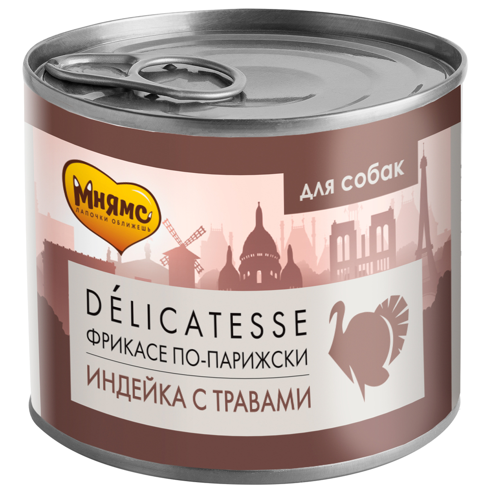 Мнямс консервы для собак всех пород Паштет из индейки с травами "Фрикасе по-парижски" 200г