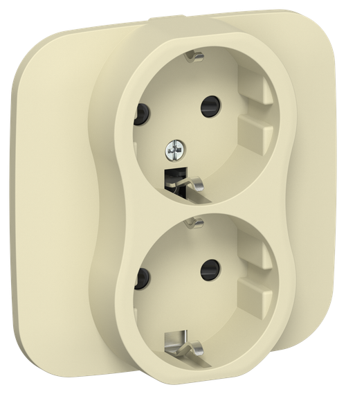 FLITE Розетка 2-местная с заземлением с защитными шторками безвинтовое крепление 16А РСш12-1-А-ФлН навахо IEK