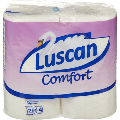Бумага туалетная Luscan Comfort 2сл бел 100%цел втул 21,88м 175л,4 рул/упак.