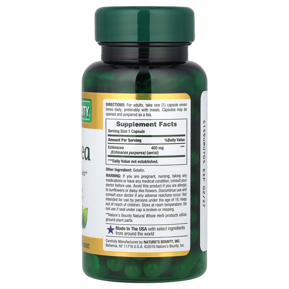 Nature's Bounty, Эхинацея, 400 мг, 100 капсул