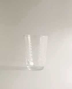 ZARA HOME СТАКАН С РЕЛЬЕФНЫМ УЗОРОМ, ПРОЗРАЧНЫЙ