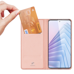 Чехол книжка из PU кожи розового цвета от Dux Ducis для смартфона Xiaomi Redmi Note 14 5G, серия Skin Pro Series Case