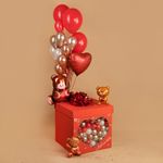 Шар с клапаном (16''/41 см) Мини-фигура, Медвежонок с сердцем, 1 шт.