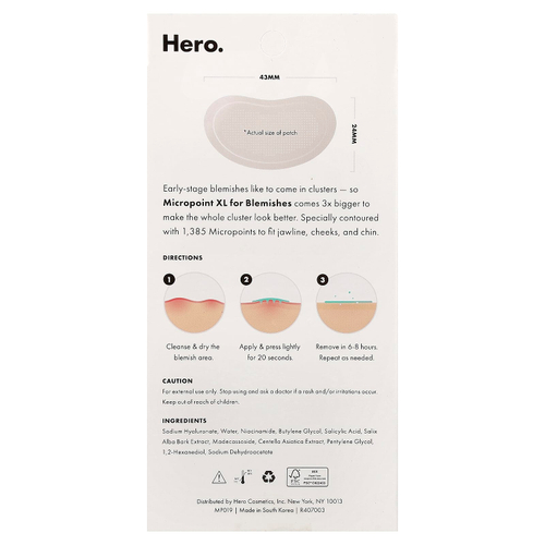 Hero Cosmetics, Mighty Patch® Micropoint XL, для устранения несовершенств, 6 патчей