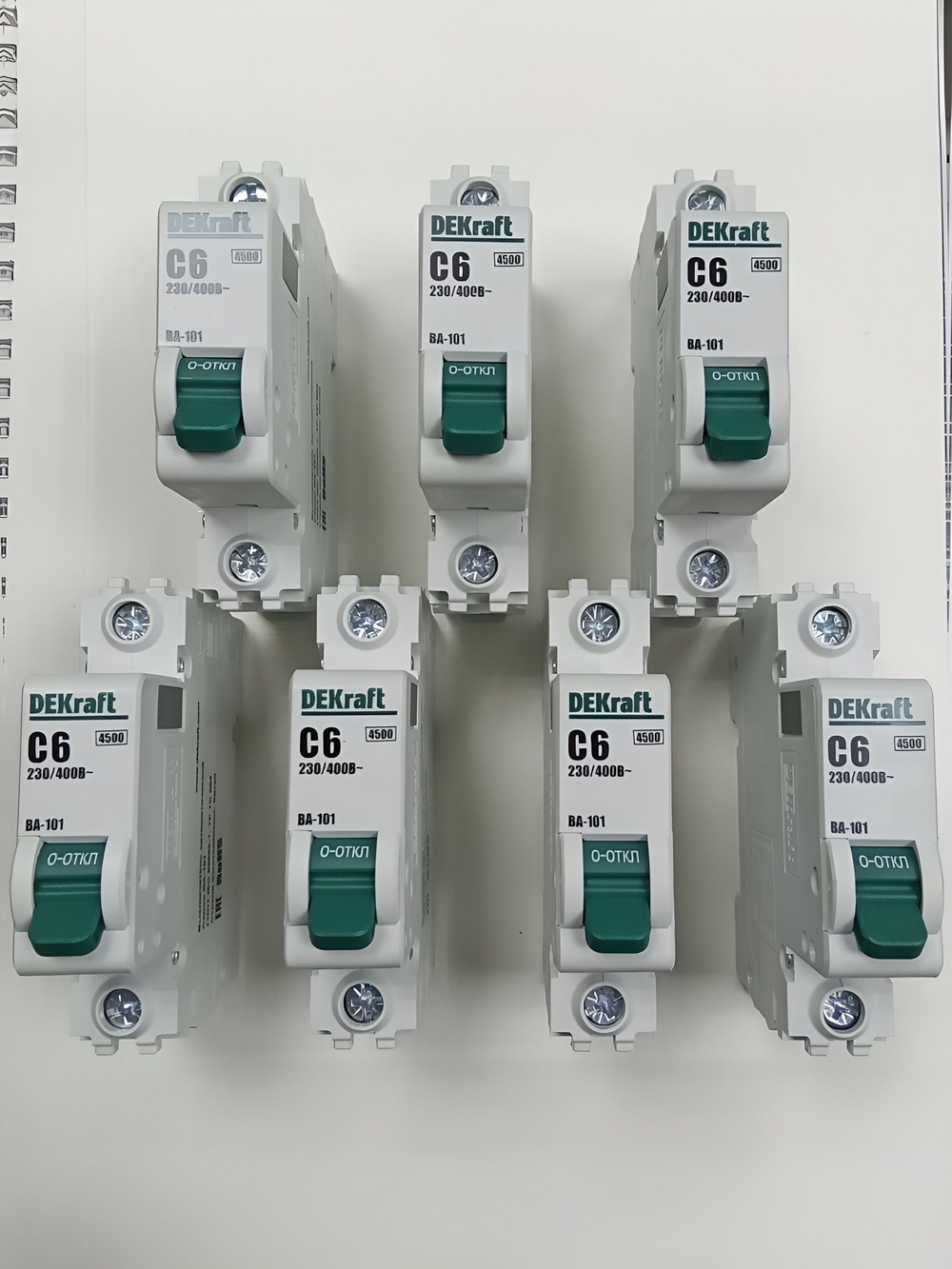 Автоматический выключатель 1-пол. 6А тип C 4,5кА серия ВА-101 DEKraft (7шт)