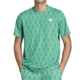 Мужская теннисная футболка Adidas Club Climacool Graphic - semi court green/collegiate green
