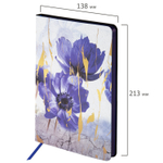 Ежедневник недатированный А5 (138х213 мм) BRAUBERG VISTA под кожу гибкий 136 л. "Blue flowers" (2 штуки в упаковке)