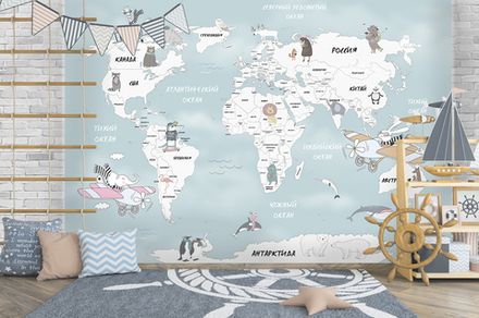 Веселая карта мира 400x250 см