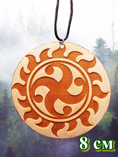 Оберег славянский из дерева в машину двухсторонний Символ Рода/Цветок папоротника ( Одолень трава).