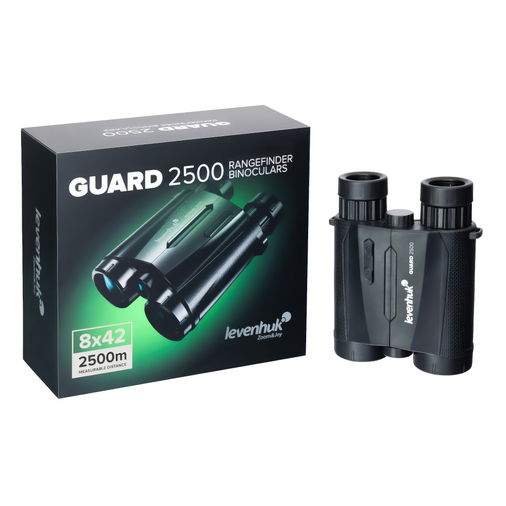 Бинокль с дальномером Levenhuk Guard 2500 - OLED-экран с регулировкой яркости (5 уровней)
