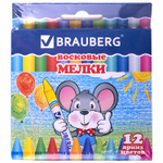 Восковые мелки BRAUBERG набор 12 цветов (12 штук в упаковке)