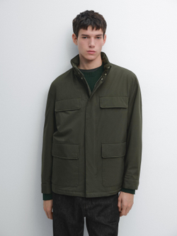 Massimo Dutti Водоотталкивающая стеганая куртка с карманами, коричневый