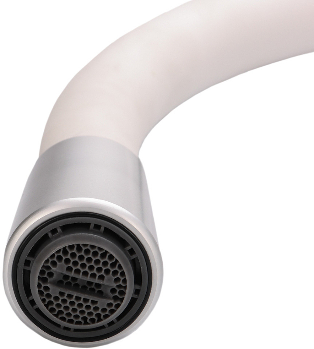 СМЕСИТЕЛЬ EKKO ДЛЯ КУХНИ ГИБКИЙ ИЗЛИВ E4263-7 БЕЛЫЙ