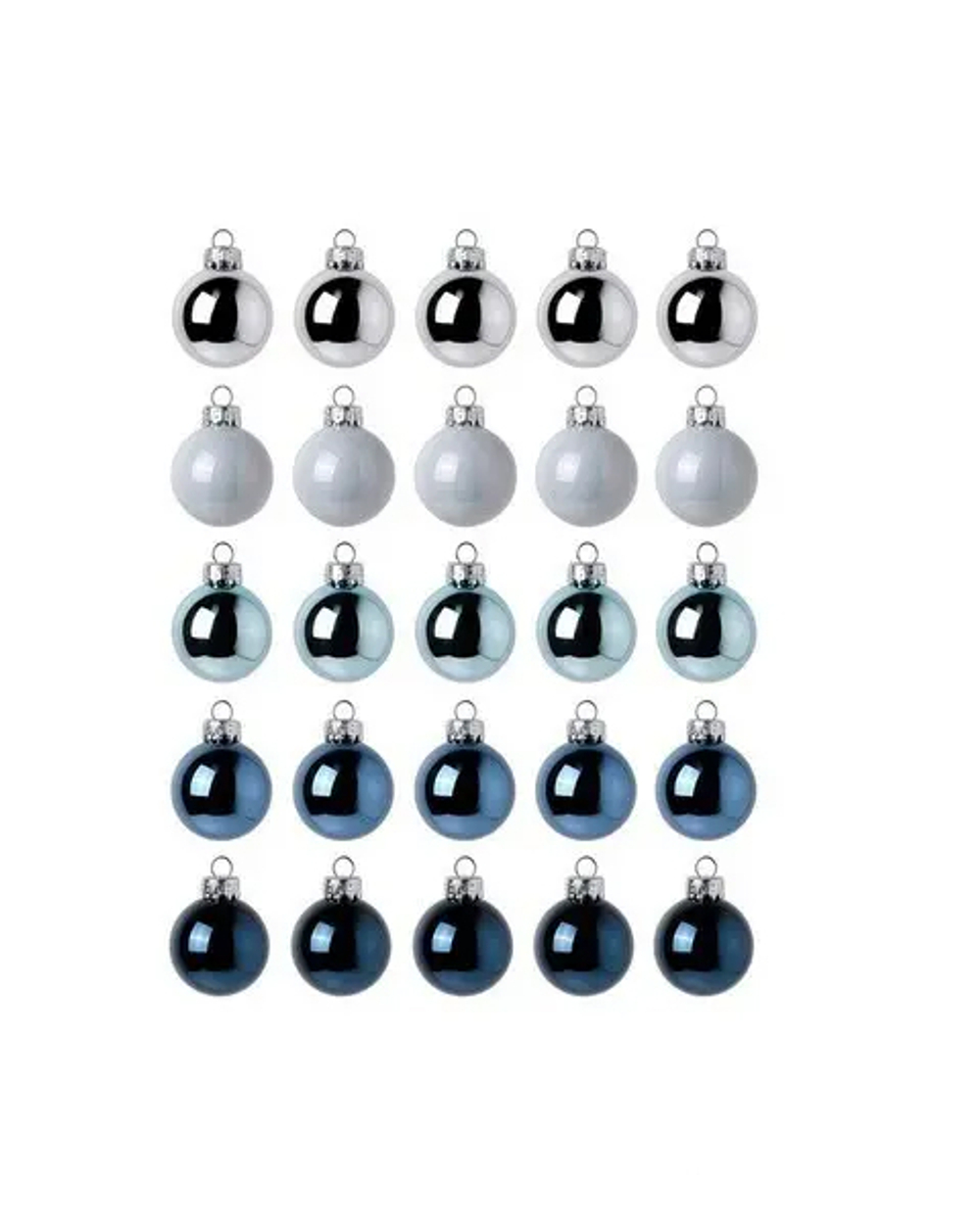Набор ёлочных украшений (шар) Vintertid, 25 шт, 3,5 см, пластик, серебристый/синий