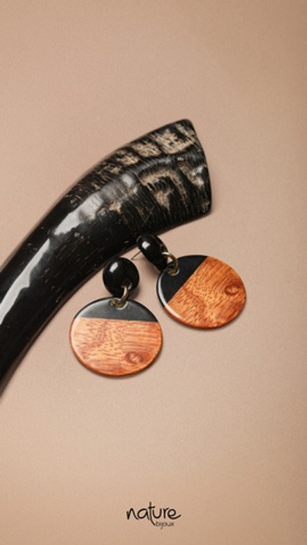Серьги Nature Bijoux, Cannelle, с рогом и деревом байонг, NB26.1-12-90611 (коричневый)