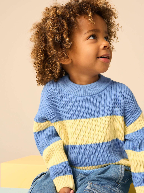 Джемпер вязаный для мальчика Next E27-756, Светло-желтый, Голубой
