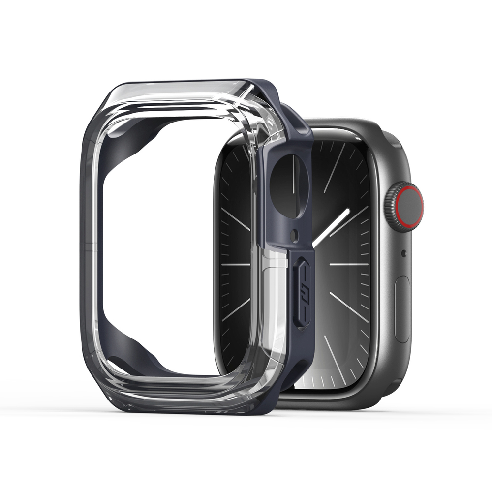 Чехол-бампер с темно-синими вставками от Dux Ducis для часов Apple Watch 45мм на модели 7, 8 и 9 серии, серия Tamo Series Case