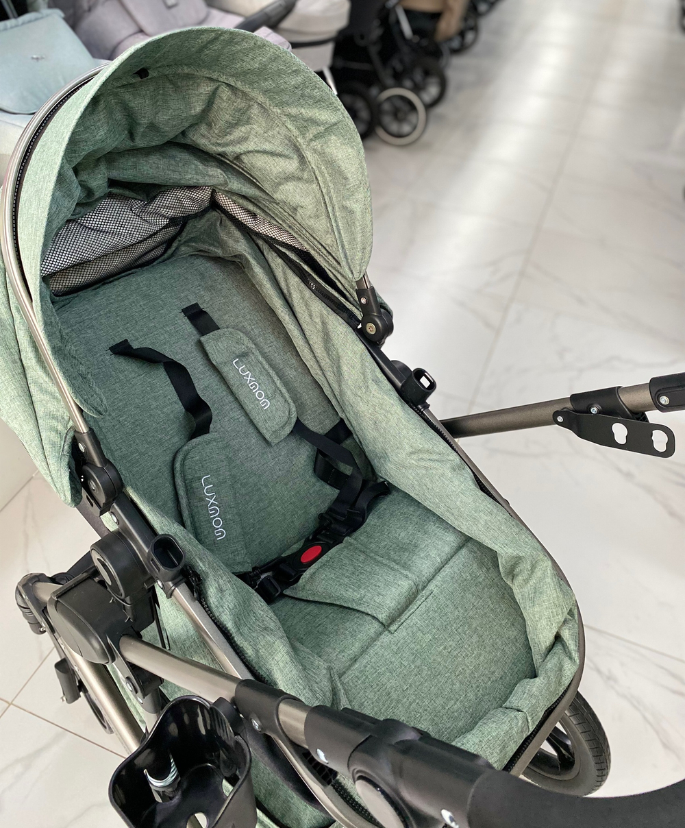 Детская коляска 3в1 LUXMOM 555 Зелёный текстиль