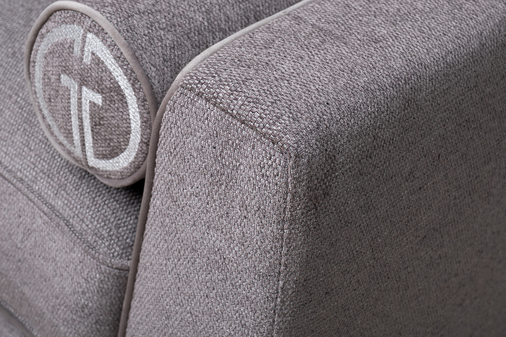 Диван шенилловый Garda Decor Madrid Memory трехместный коричневый с кантом