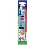 Карандаши акварельные Berlingo "SuperSoft. Рыбки", 06цв., трехгран., заточен., картон, европод