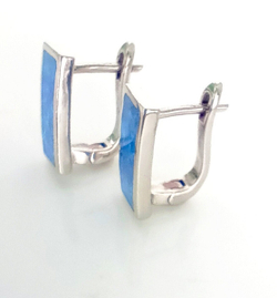 Серьги "Эстерелла", серебро 925*, родированные, с синтетическим опалом/Ф