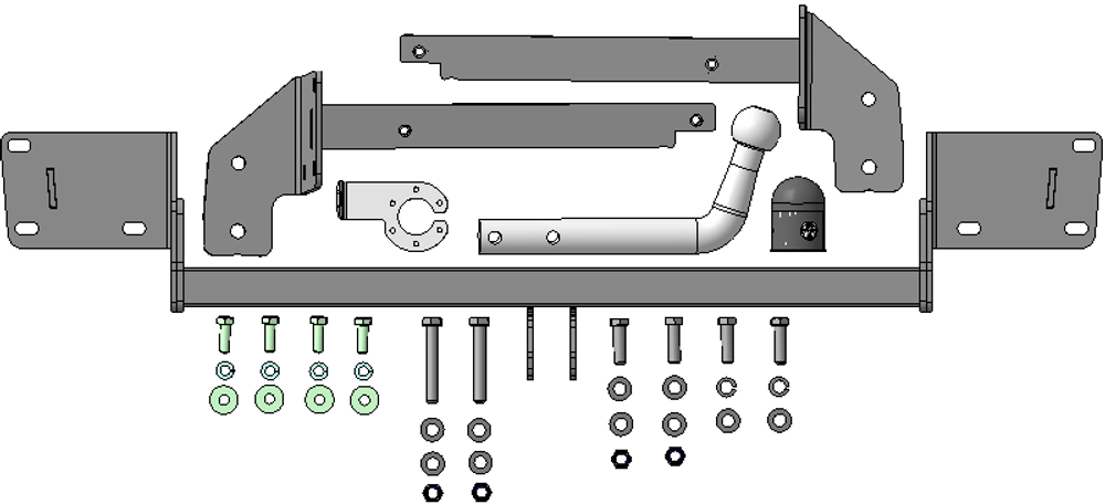 Фаркоп оцинкованный Galia F105A для Ford Galaxy 1995-2000, SEAT Alhambra 1996-2000, Volkswagen Sharan 1995-2000(паспорт и сертификат в комплекте)(без электрики)