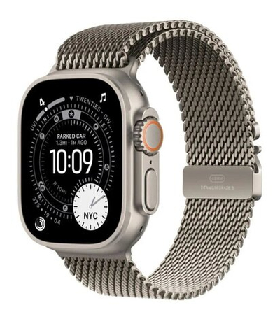 Умные часы Apple Watch Ultra 3 (2025) GPS+Cellular 49mm, Natural Titanium ремешок "Titanium Milanese Loop", размер M 145–190mm (MEWY4)