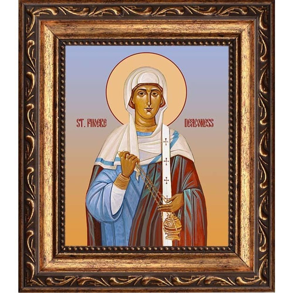 Фива Кенхрейская (Коринфская), диакониса. Икона на холсте. В раме 10 х 12 см.