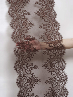 Кружево шантильи для белья шоколад широкое неэластичное ширина 36 см купон 2.9 м
